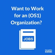 blue box with text reading "want to work for an os1 organization?